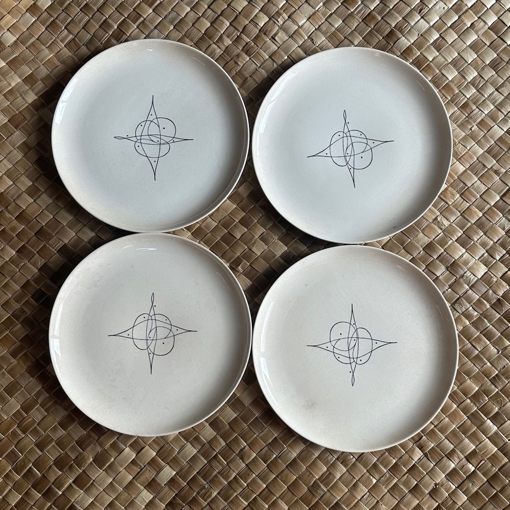 Stetson Creation "Tiara" aka “Lines and Dots" or "Atomic Fantasy," dinner plates